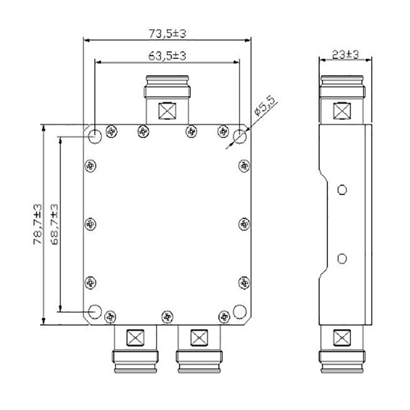 600-3800MHz 2 way reactive power splitter